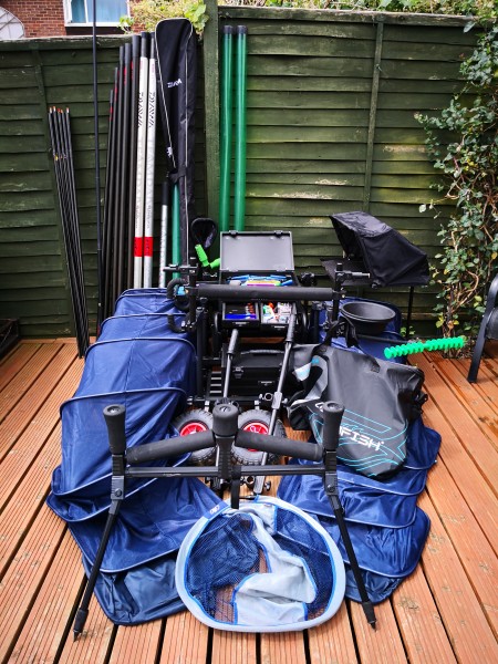 Complete Match Pole Fishing Setup Daiwa 15m pole Trolley Seat Box